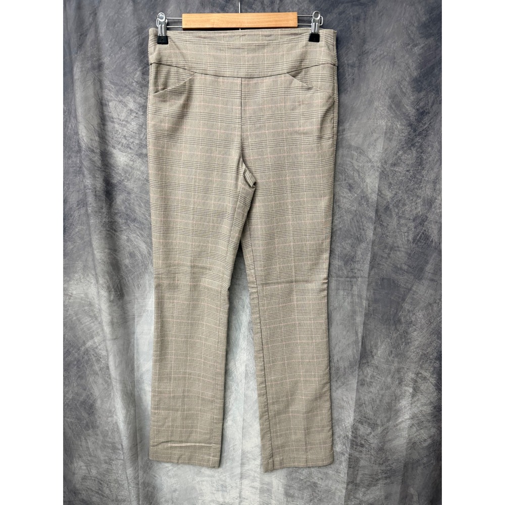 Tribal Womens Pink Glen Plaid Pull On Straight Leg Dress Pants 9184T-7073 Size 8